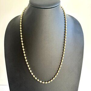 Gold-Tone Oval Bead Necklace With Spring Ring Clasp 24-Inch Length